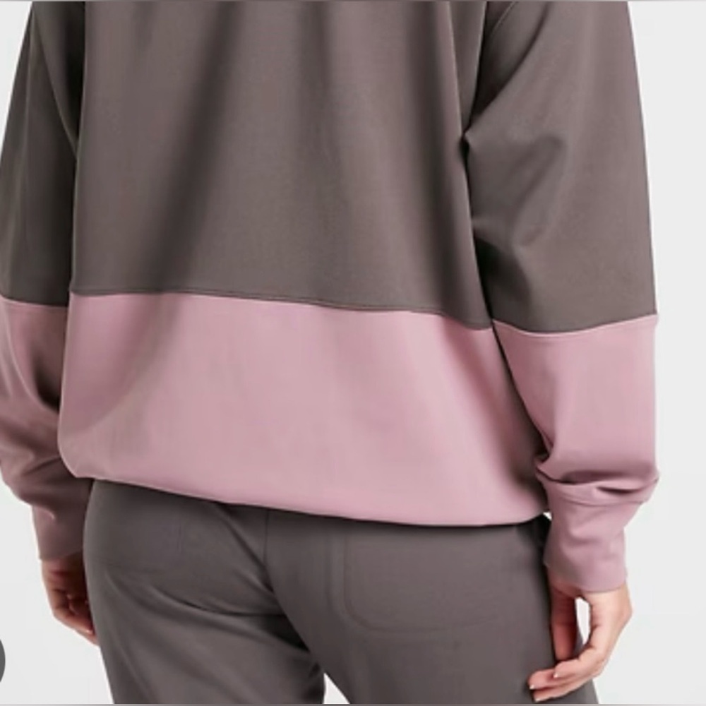Athleta Hermosa Mock Neck Sweatshirt Shale/Flora Mauve Size XS Athleisure - Picture 4 of 11